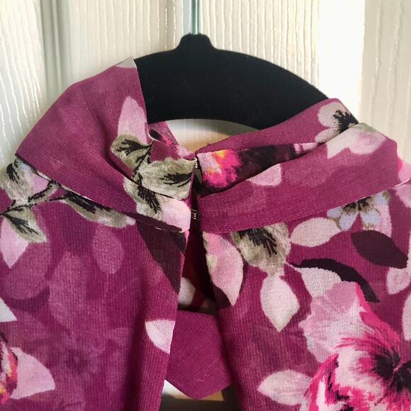 WHBM White House Black Market Purple Floral Sleeveless Dress - Size 2 - Picture 8 of 10